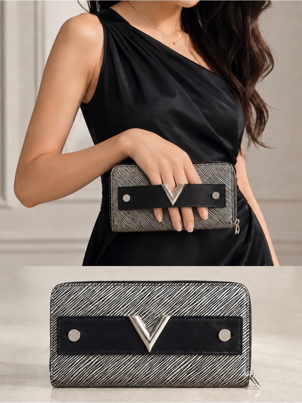 Louis Vuitton Essential V Platine Epi Zippy Wallet Clutch Limited Edition